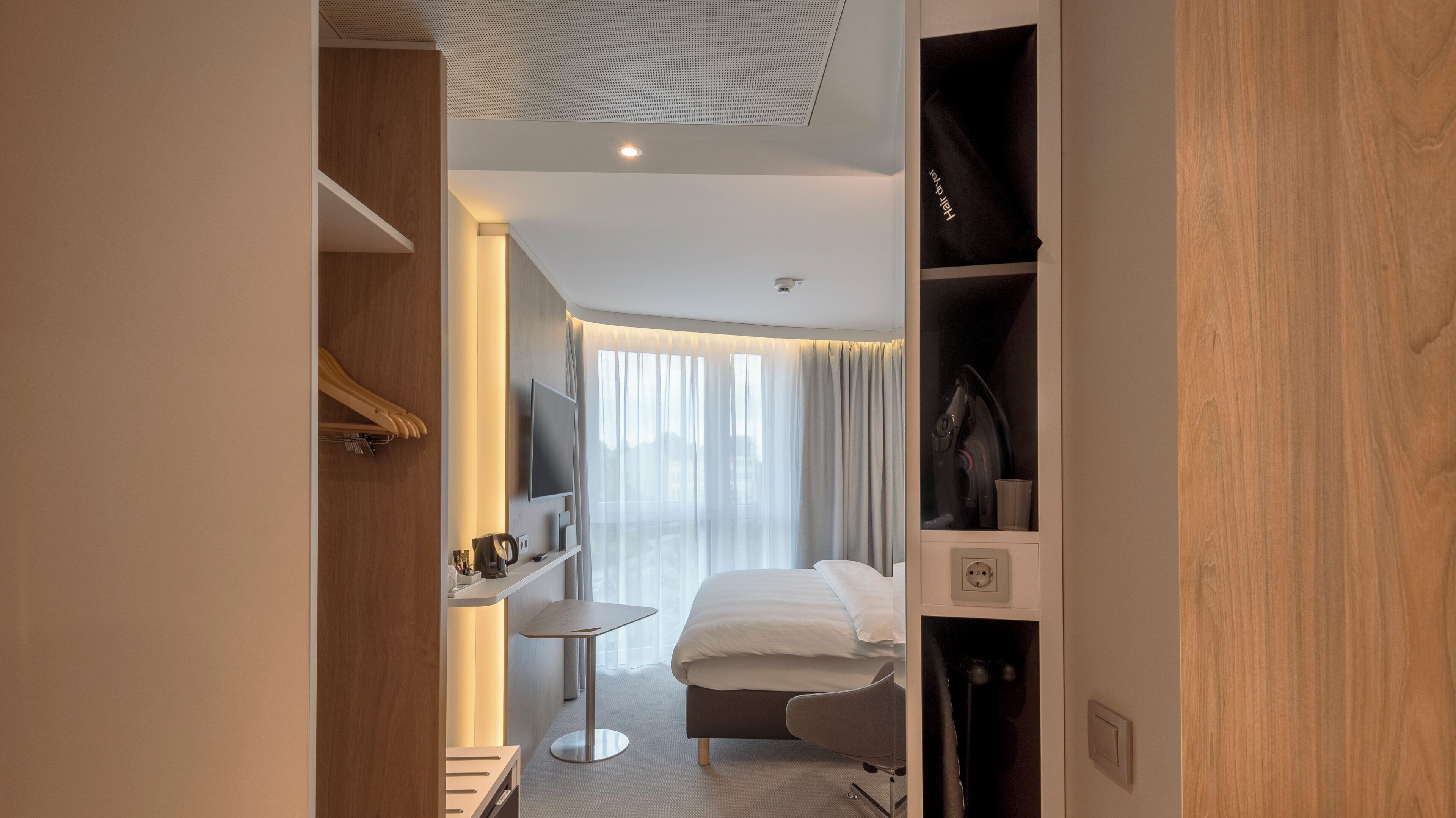 In-room safe, laptop workspace, blackout curtains, soundproofing