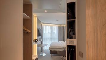 In-room safe, laptop workspace, blackout curtains, soundproofing