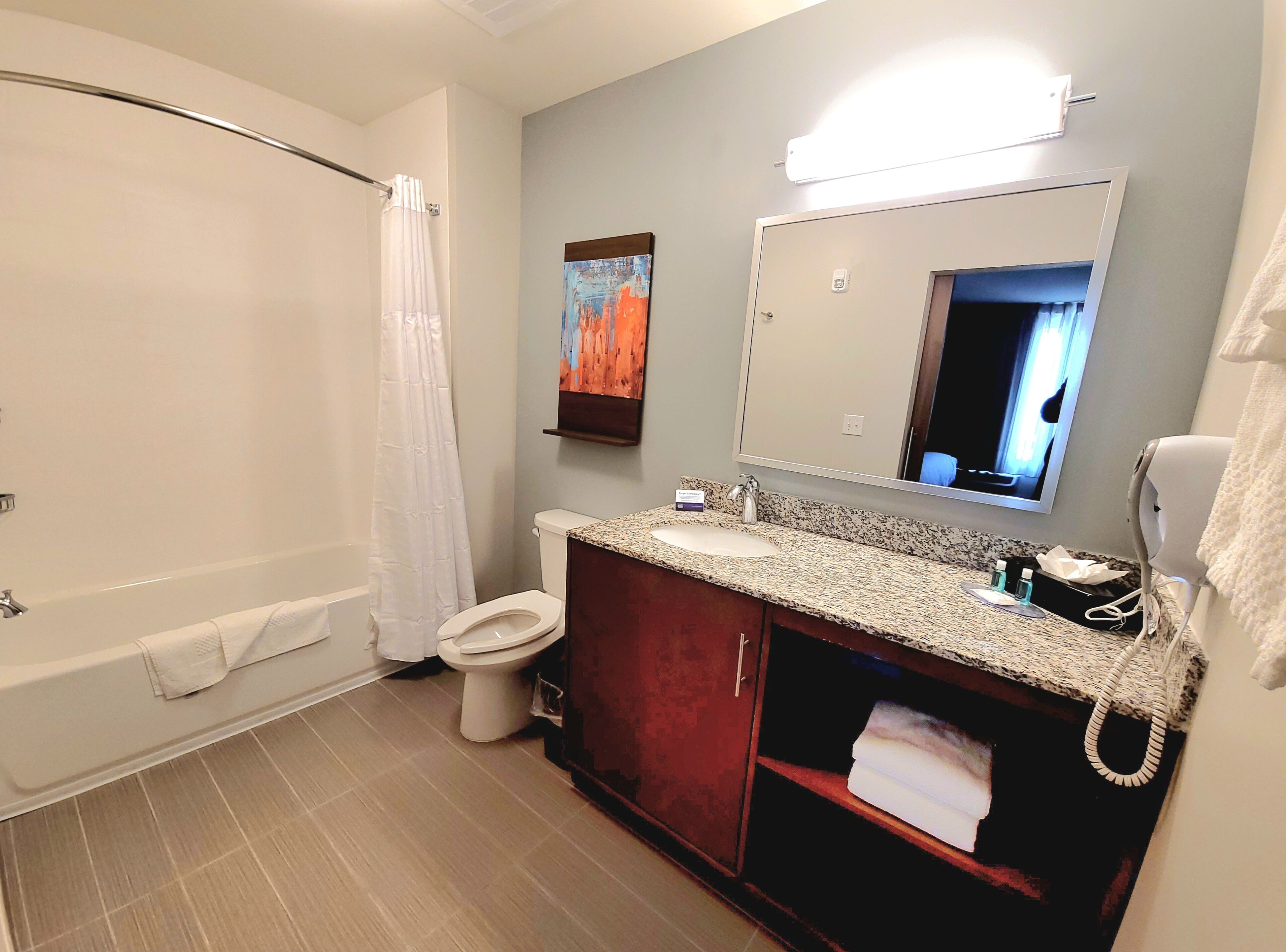 free toiletries, hair dryer, towels, soap