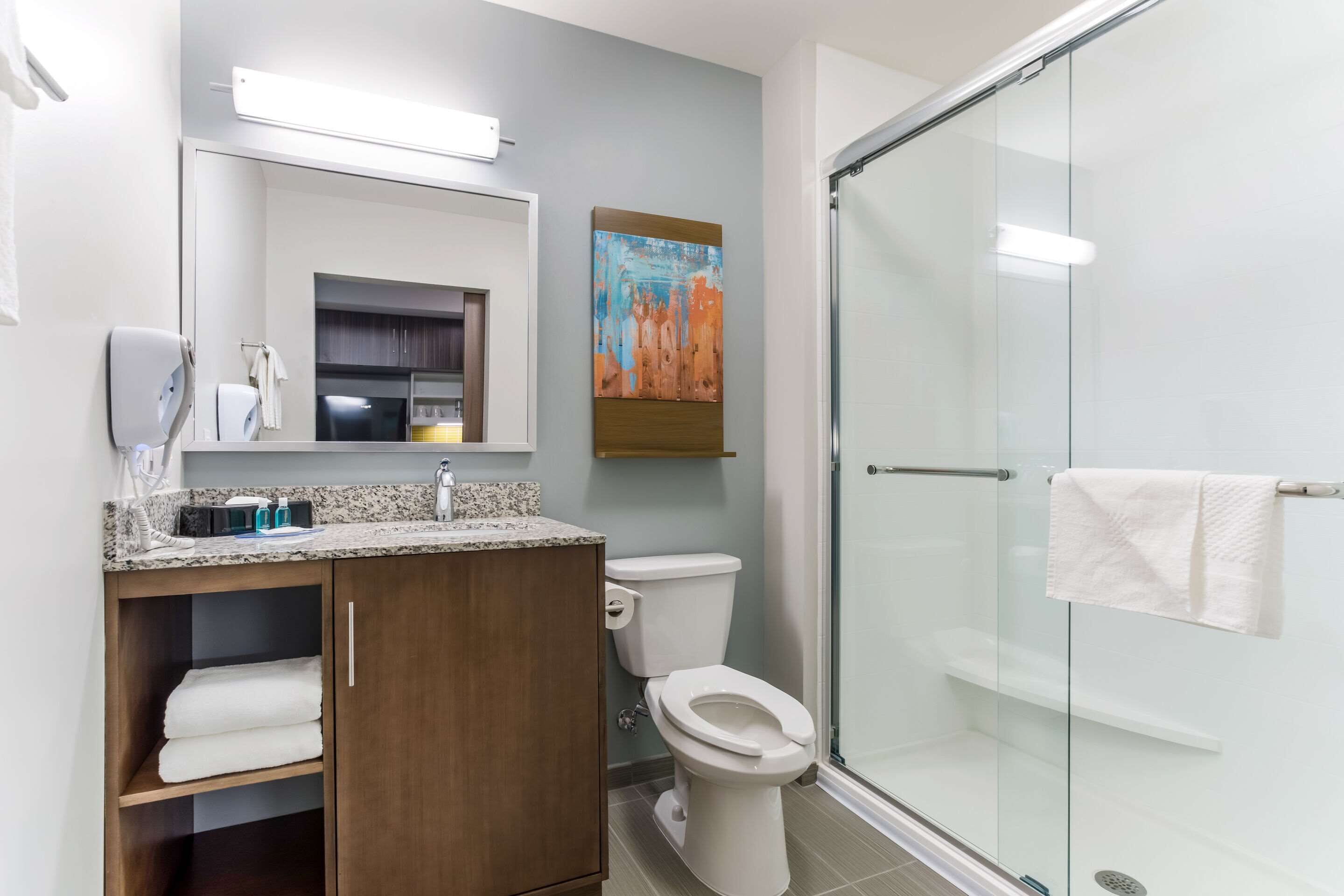 free toiletries, hair dryer, towels, soap