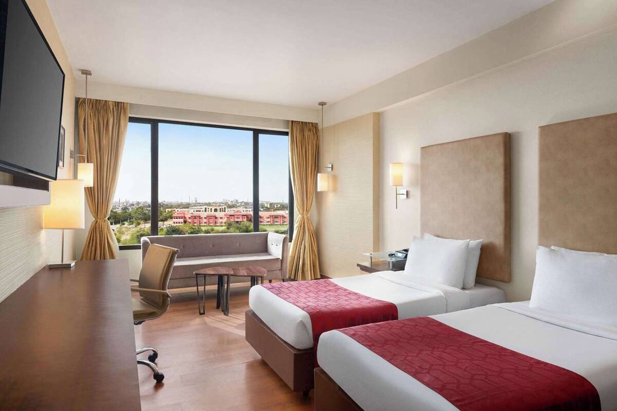 Memory-foam beds, minibar, in-room safe, desk