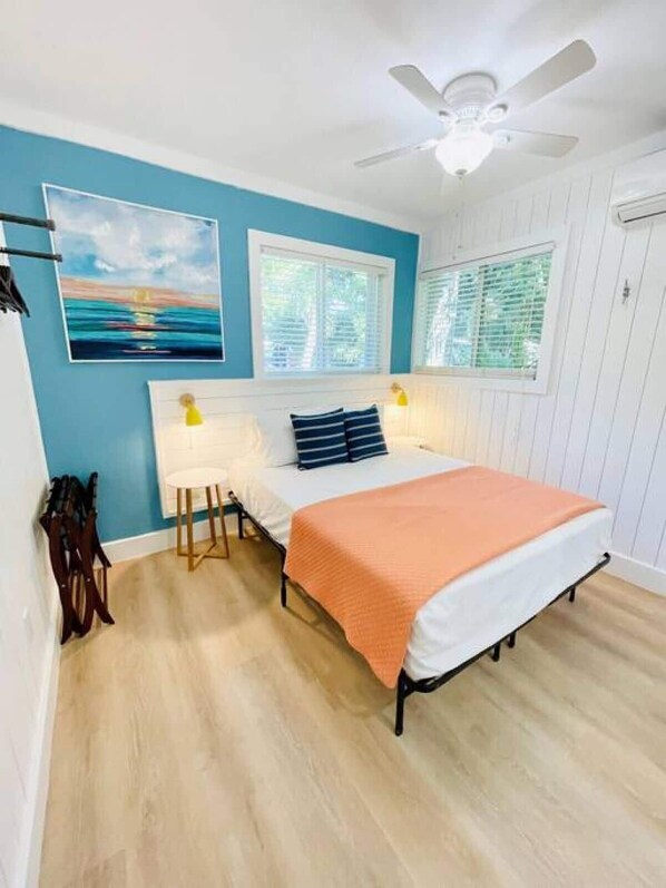 2 bedrooms, memory foam beds, iron/ironing board, WiFi
