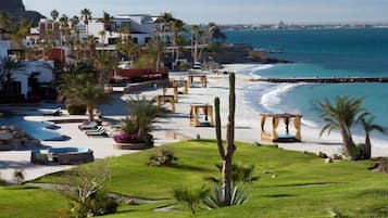 On the beach, beach towels