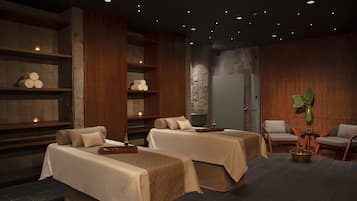 Couples treatment rooms, sauna, steam room, hydrotherapy, aromatherapy