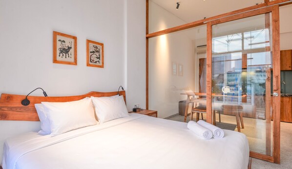 Bungalow urbano | 1 habitación, sábanas de algodón egipcio y ropa de cama de alta calidad