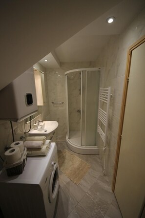Appartement (One Bedroom Apartment with Terrace) | Salle de bain | Douche, serviettes fournies