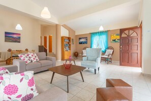 Fireplace, DVD player, books