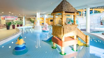 6 indoor pools, outdoor pool, sun loungers, lifeguards on site