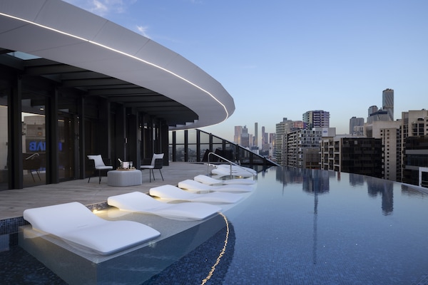 Outdoor pool, sun loungers