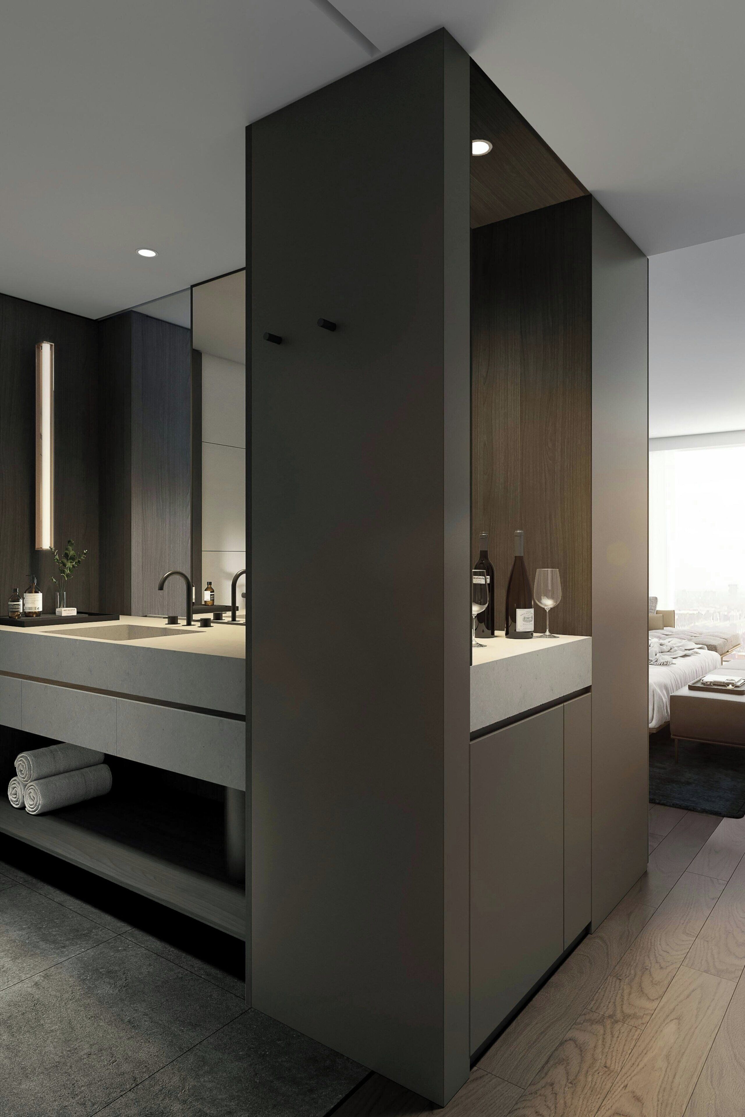 deluxe room, 1 king bed, non smoking | bathroom | designer toiletries, hair dryer, bathrobes, towels