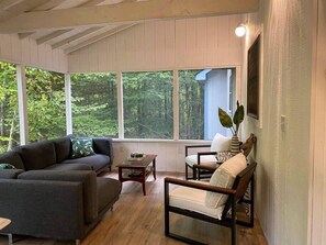 TV, fireplace, video games, books - Villa MiaNova: A Modern Hideout in the Woods. (Lake Ariel)