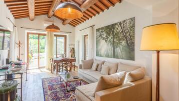 Fireplace, DVD player, books