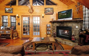 TV, fireplace, table football, stereo