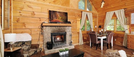 تلفزيون، مدفأة، مشغل دي في دي