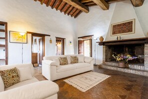 TV, fireplace