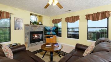 TV, fireplace