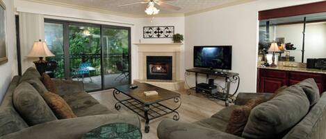 TV, fireplace, DVD player