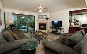 TV, fireplace, DVD player