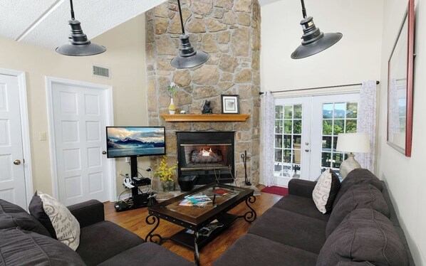 TV, fireplace, DVD player