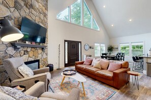 TV, fireplace, video games, table tennis
