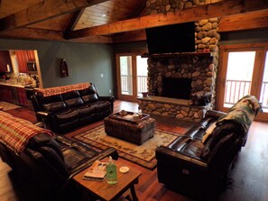 Smart TV, fireplace, video games, DVD player