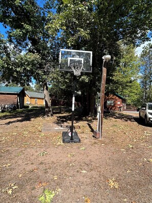 Enjoy a game of basketball in our outdoor court surrounded by nature.