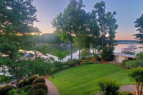 Sunrise over the cove with coffee on the deck.