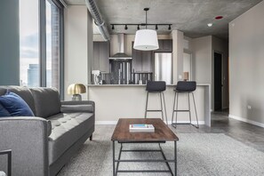 TV, stereo - Hip West Loop 2BR w/ Gym, Pool, near Fulton Market, by Blueground (Chicago)