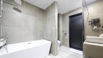 Suite Room | Bathroom | Free toiletries, hair dryer, bathrobes, soap