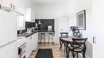 Fridge, microwave, oven, dishwasher