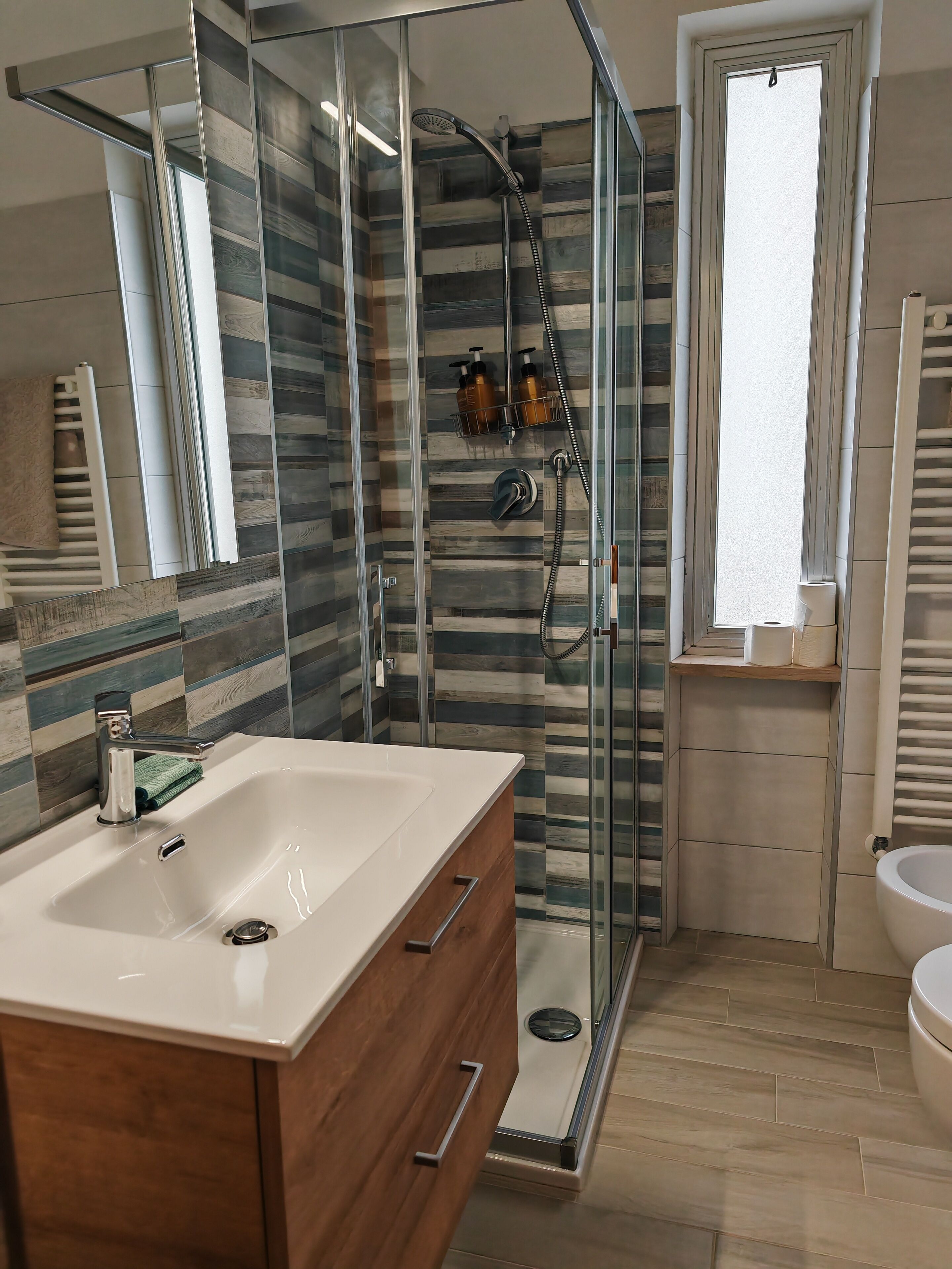 Dusche, Haartrockner, Bidet, Handtücher