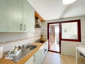 Fridge, microwave, oven, dishwasher