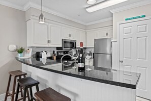 Fridge, microwave, oven, dishwasher