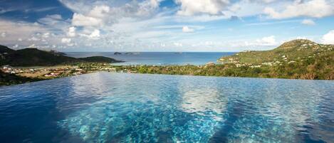 An infinity pool, a heated pool