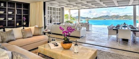 TV, DVD player, books, stereo