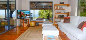 Télévision, lecteur de DVD, livres, chaîne hi-fi