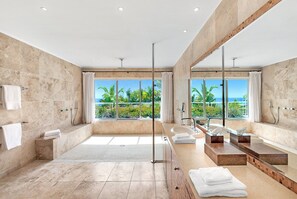 Shower, hair dryer, towels - Villa Bamboo | Ocean View - Located in  Wonderful Terres Basses with Private Pool (Les Terres Basses)