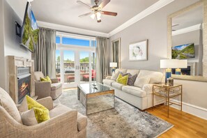 TV, fireplace, offices