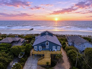 Exterior - Beachfront + Pool + Game Room | Firepit + Private Beach Access | Lighthouse (Folly Beach)