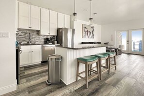 Fridge, microwave, oven, stovetop - Ocean Air Lower West Private Beach Unit on 30A (BEACHFRONT) (Santa Rosa Beach)