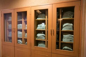 Storage space for clothing is available in the wardrobe cabinets.