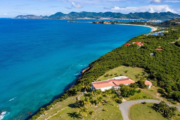 Aerial view - Falaise des Oiseaux (3 bedrooms) - Beautiful cliffside villa with pool, Terres Basses, St. Martin (Terres Basses)