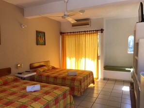 Blackout curtains, iron/ironing board, free WiFi, bed sheets