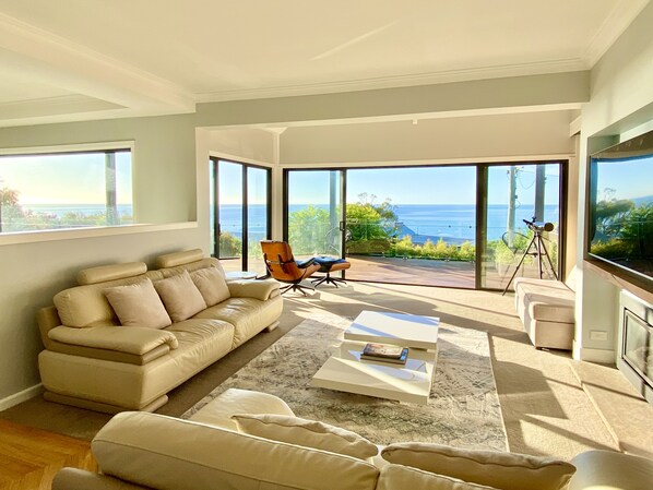 Smart TV, fireplace, ping pong, books