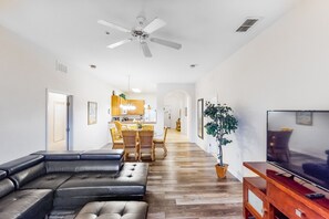 TV, DVD player, table football, books