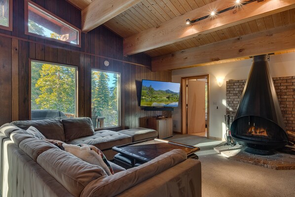 Fernseher, Kamin, DVD-Player