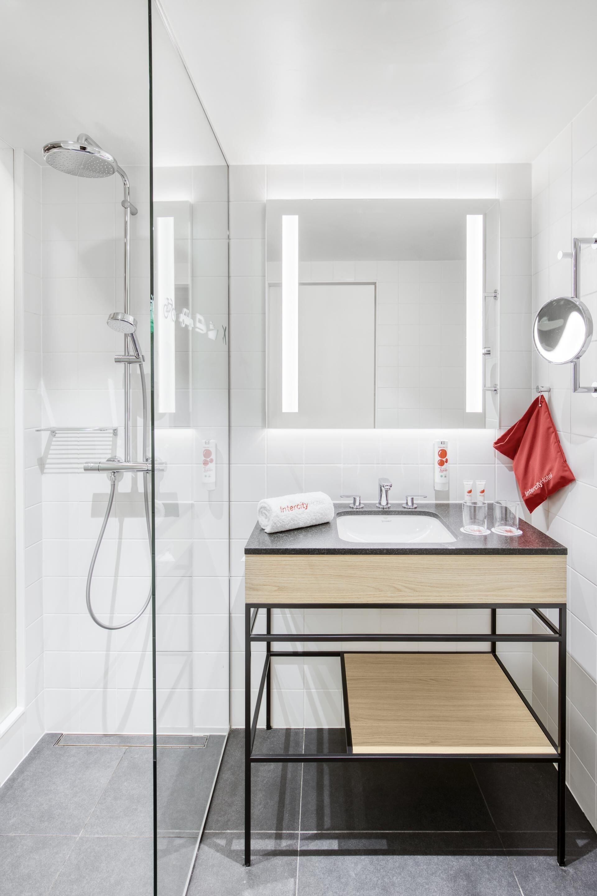 shower, rainfall showerhead, eco-friendly toiletries, hair dryer