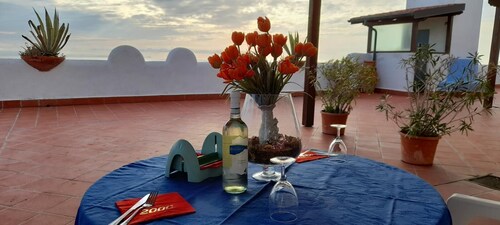 Studio, beachfront, large terrace (Ginestra)