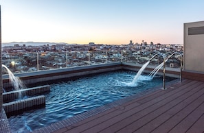 Seasonal outdoor pool, open noon to 8:00 PM, sun loungers