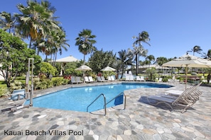 Outdoor pool, a heated pool - Kauai Beach Villas D-9 ... Centrally located ... & Lagoon view (Lihue)